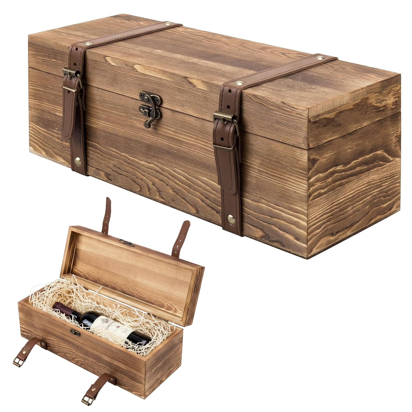 Amazon.com: MyGift Wooden Wine Gift Box, Whiskey Box with Locking
