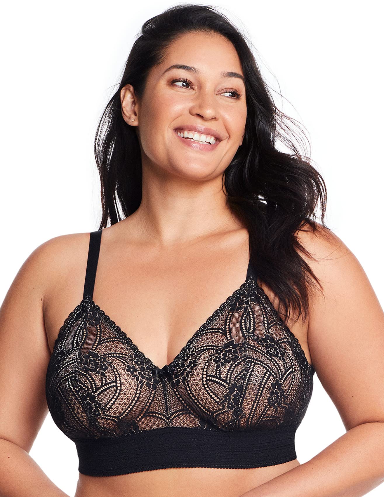 Glamorise Women's Plus Size Luxe Lace Bralette Wirefree #7012