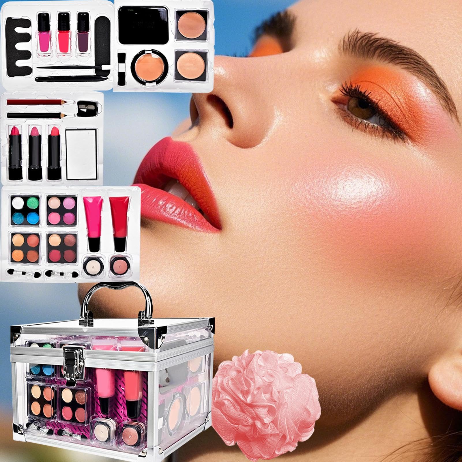 Coffrets Femme Sac De Compact | Palette De Contour Blush Pinceau Avec Étuis Pour Adolescente Théâtre Mariage