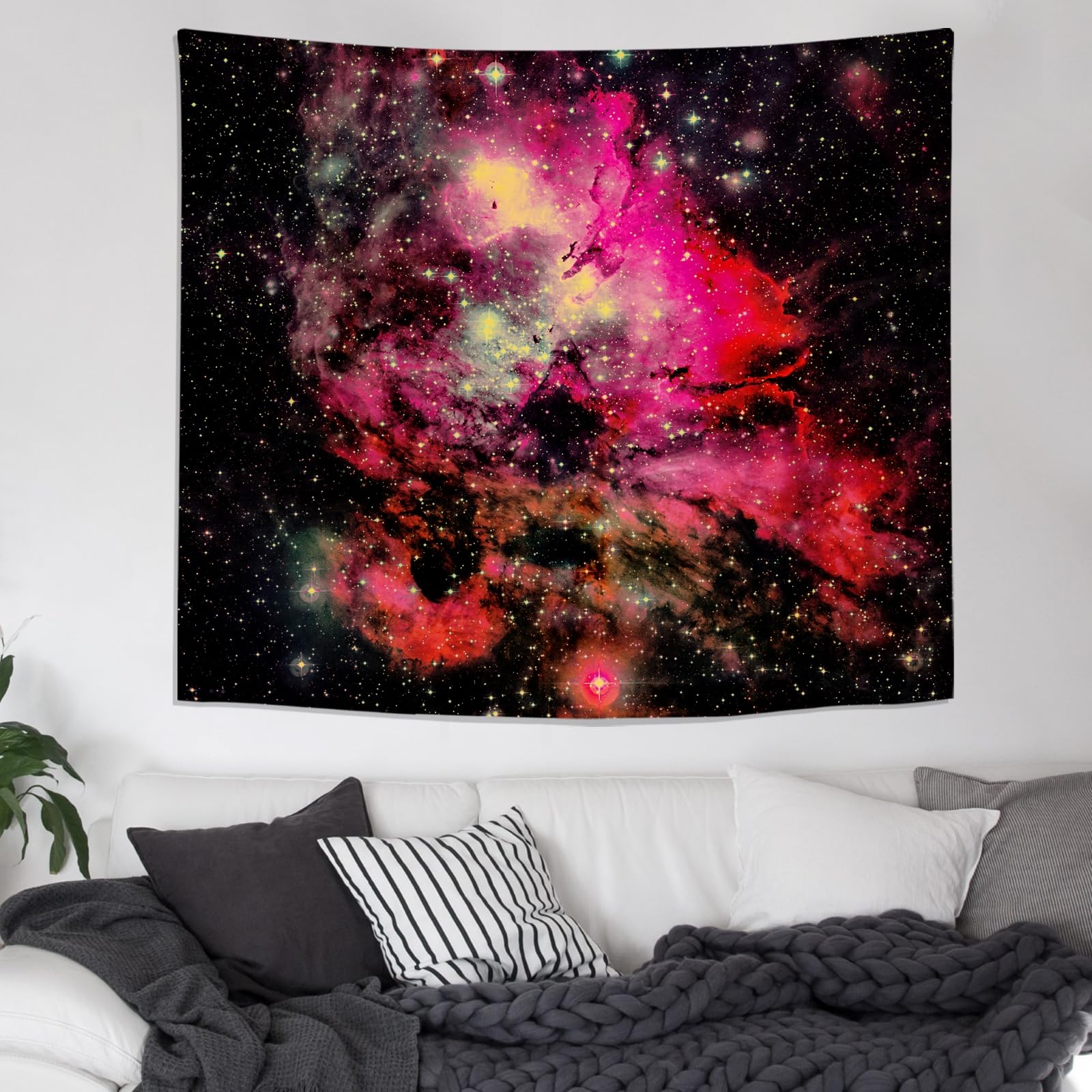 Tapisserie UV Réactive Psyhilar – Motif Galaxie Spatiale – 101,6 X 76,2 Cm – Bleu étoilé Violet – Décoration Murale Chambre