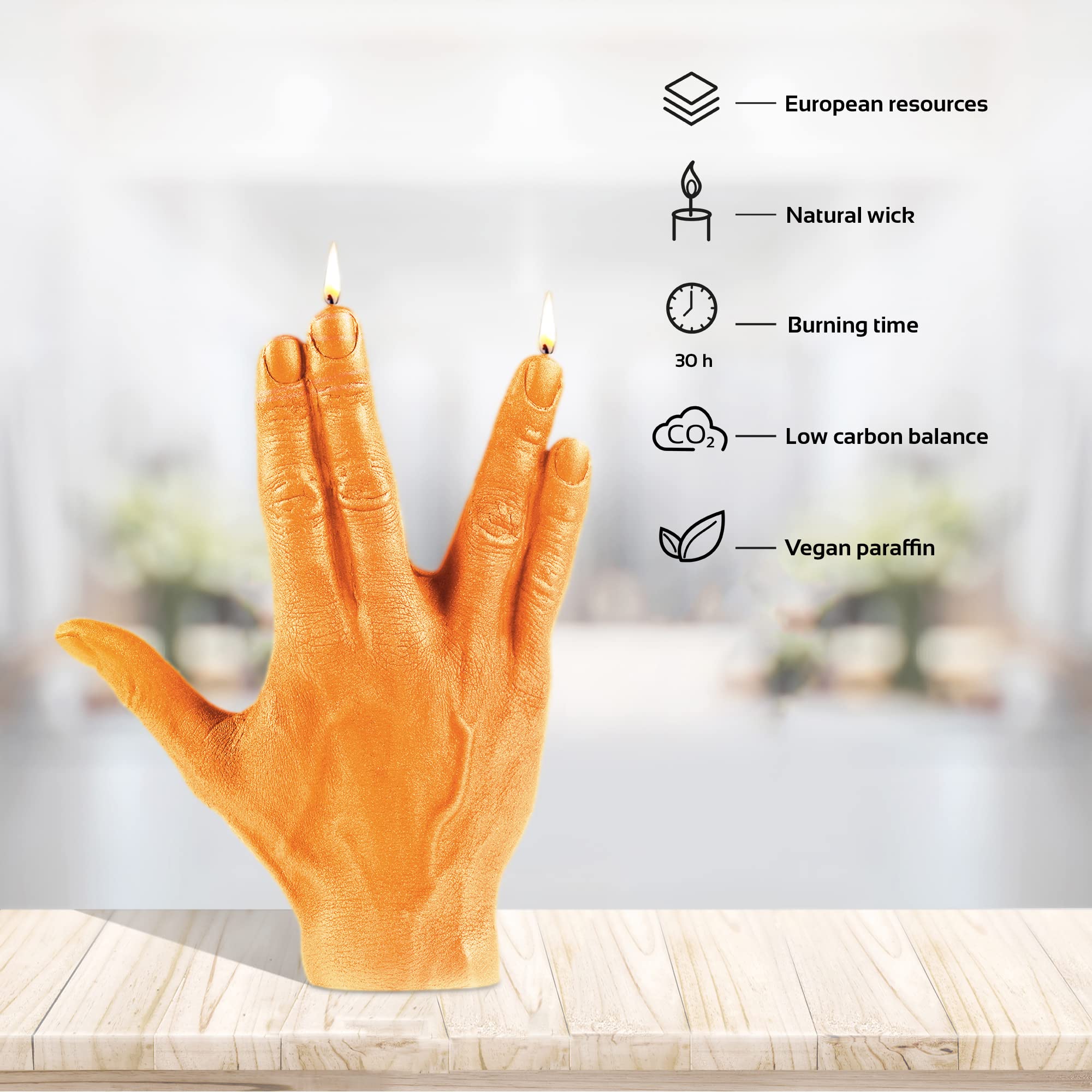 Candela A Forma Di Dito Medio - Altezza 20 Cm, Argento, Durata 30 Ore, Fatto A Mano In UE - Foto 6