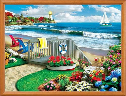 Miniatura 9 de MasterPieces Rompecabezas EZ Grip de 300 piezas, escena costera de playa, rompecabezas de piezas grandes para personas mayores, adultos y familia