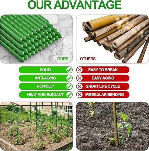 Miniatura 5 de WAENLIR Estacas para plantas de jardín, para soporte, para tomates, 5pies, paquete de 50unidades