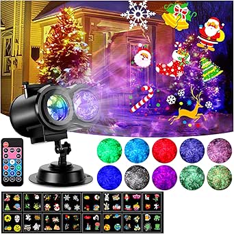 HAKUTA Halloween Decor Projector Lights Outdoor/Indoor, HD Wave Ocean Effect LED Projector with 16pc Slides Patterns and Remote Control for Christmas, New Year,Birthday,Halloween,Thanksgiving Decor