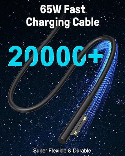 Miniatura 4 de Surface Pro - Cargador para laptop de 65 W compatible con Microsoft Surface Pro 7, 10, 9, 8, 7+, 6, 5, 4, 3, X, Windows Surface Laptop 6, 5, 4, 3,