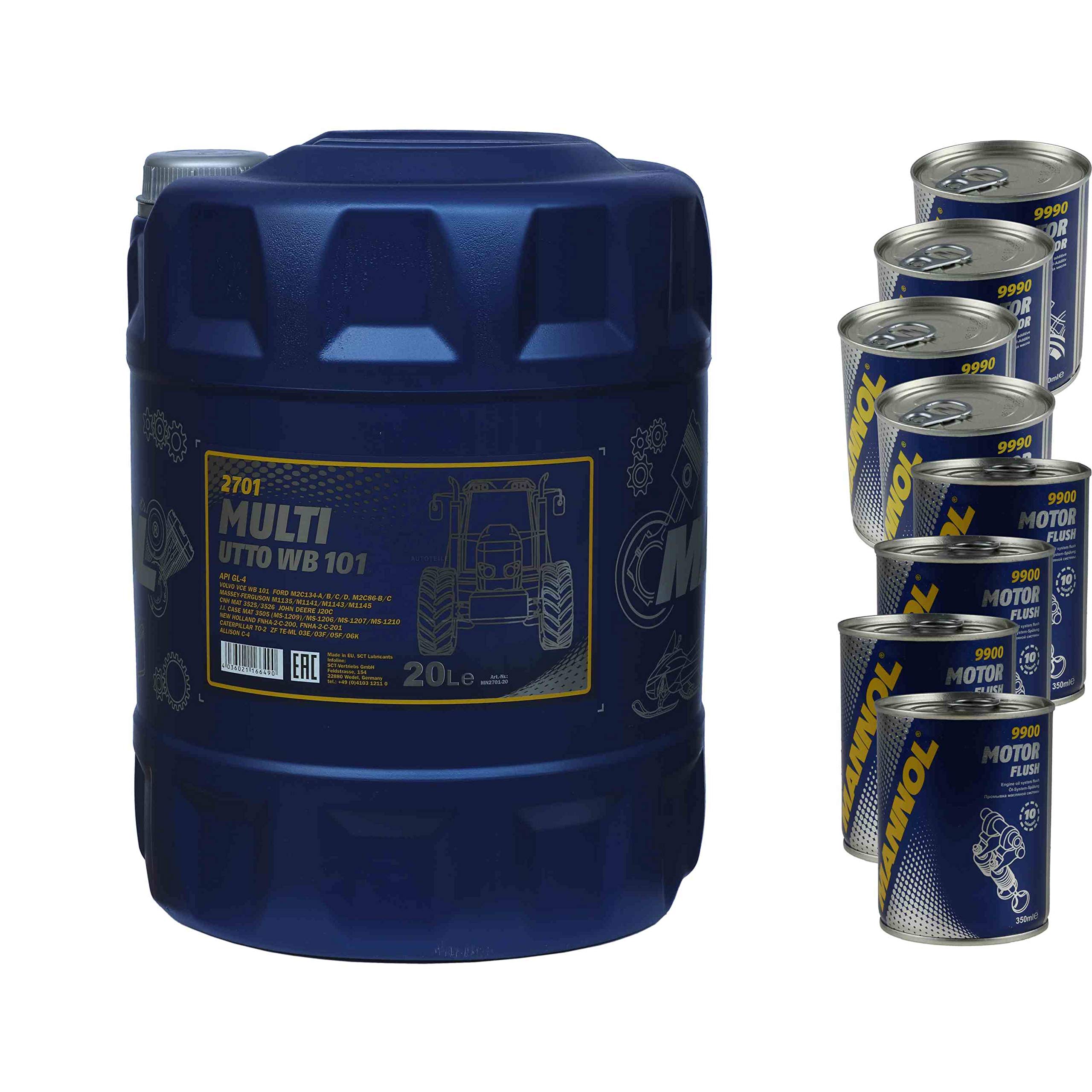 20L Motoröl MANNOL Multi UTTO WB 101 API GL-4 4xMotor Doctor + Motor Flush