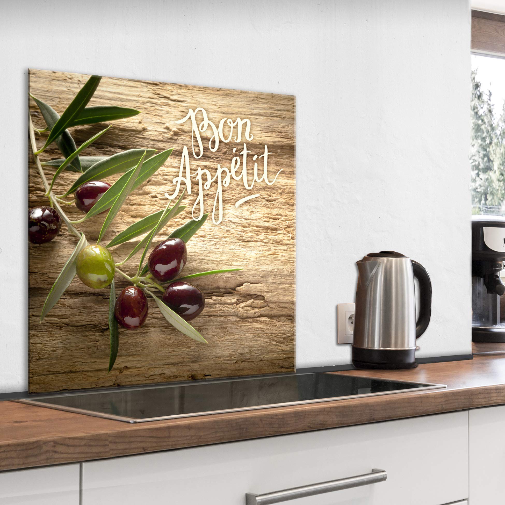Crédence Verre Cuisine 60x60 cm - Plaque Anti-Projection Verre Trempé - Revêtement Carreaux