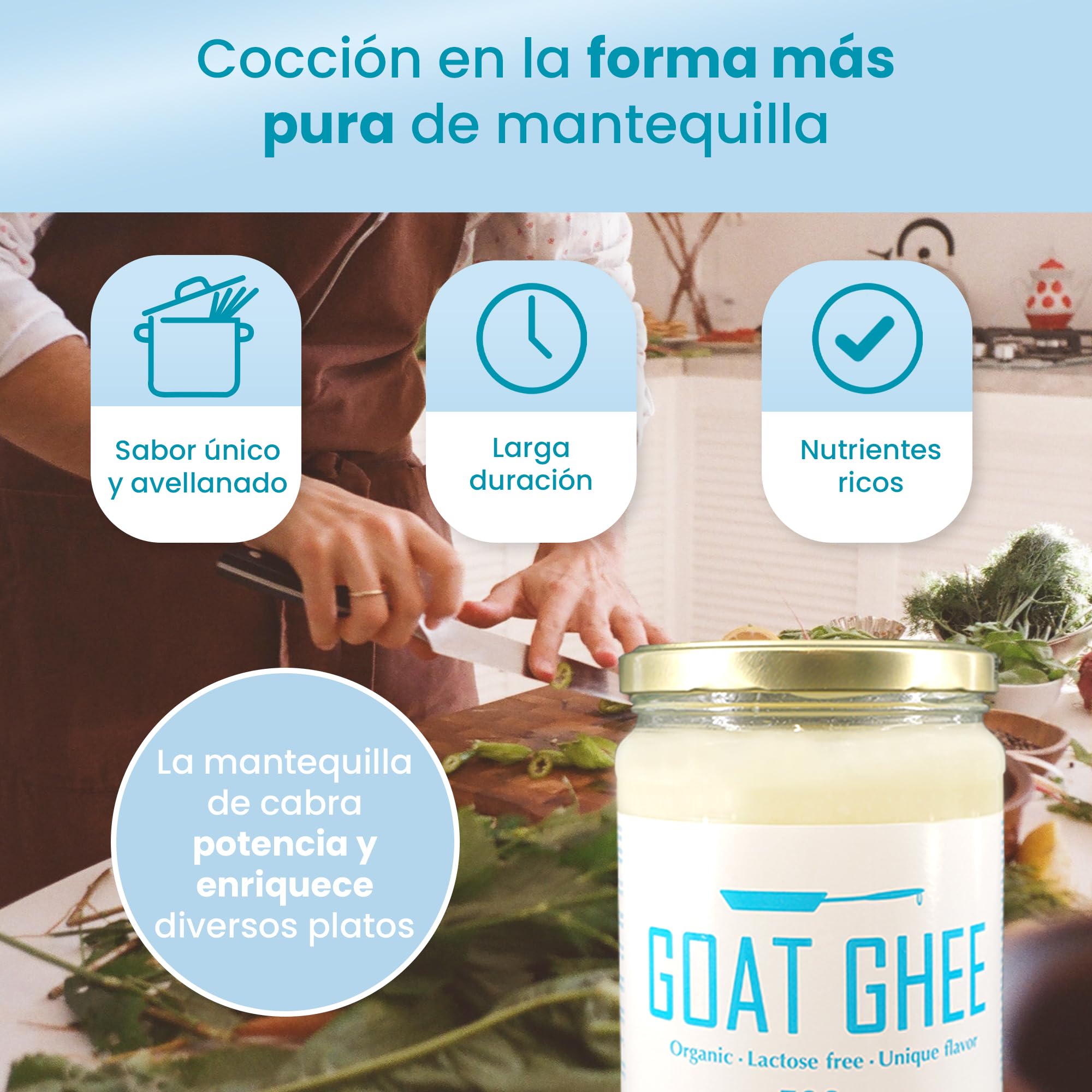 Ghee Easy Bio Ghee de Cabra 500g - Mantequilla de Cabra Clarificada Pura - 100% Orgánica - Ideal para Paleo y Keto - Libre de Gluten y Lactosa - Ayurveda