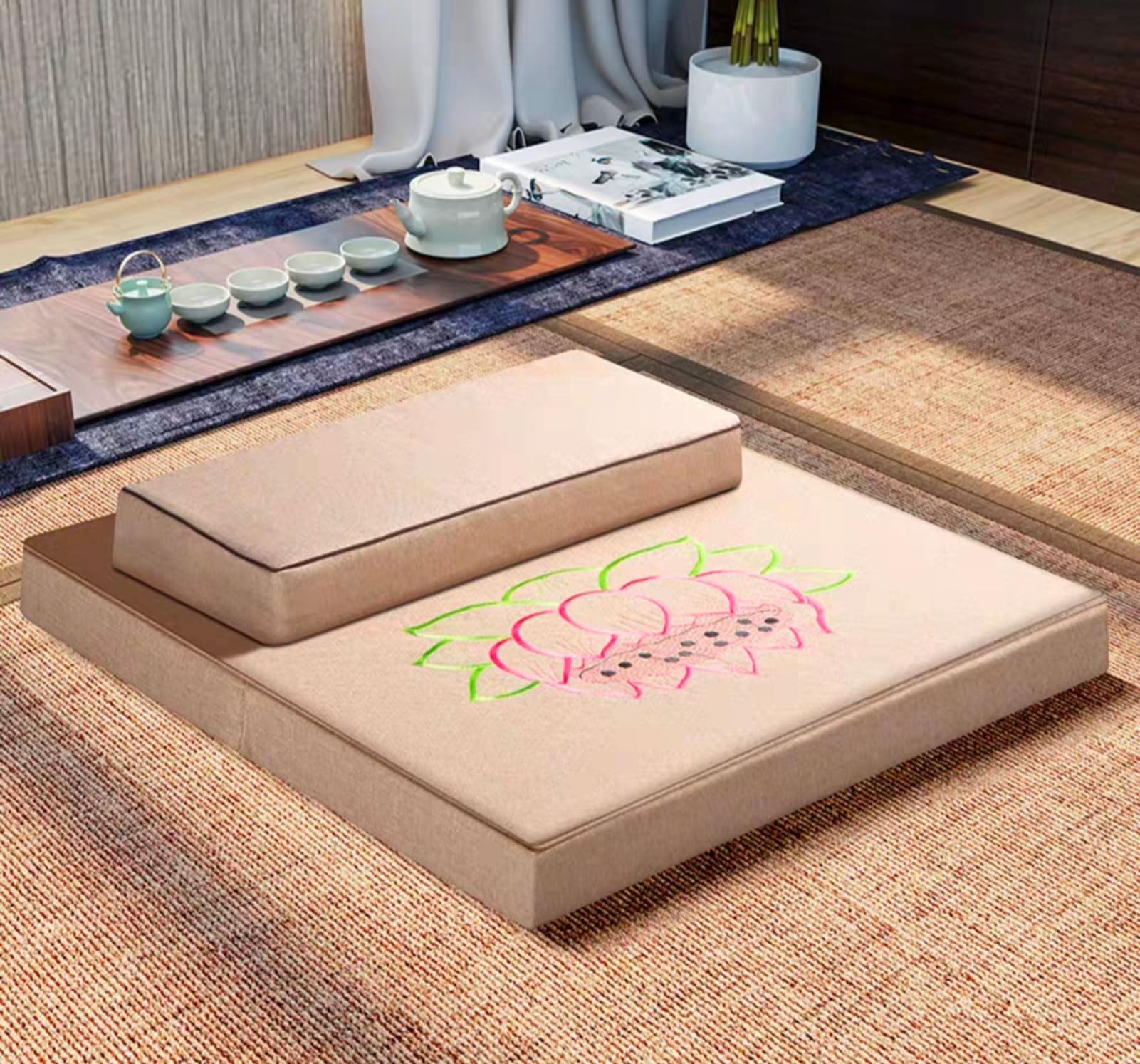 Colmena De Colchón De Meditación Grande Juego De Almohadas De Piso De Alfombra De Yoga Gruesas para Adultos Accesorios De Meditación Mejorados(Size:31x31inch,Color:Beige)