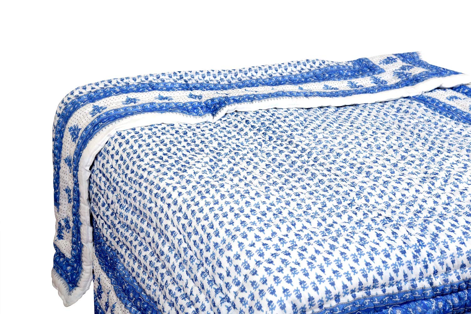 Swep & ShopDouble Bed Size White Jaipuri Cotton AC Quilt Razai Floral Prints for Winters