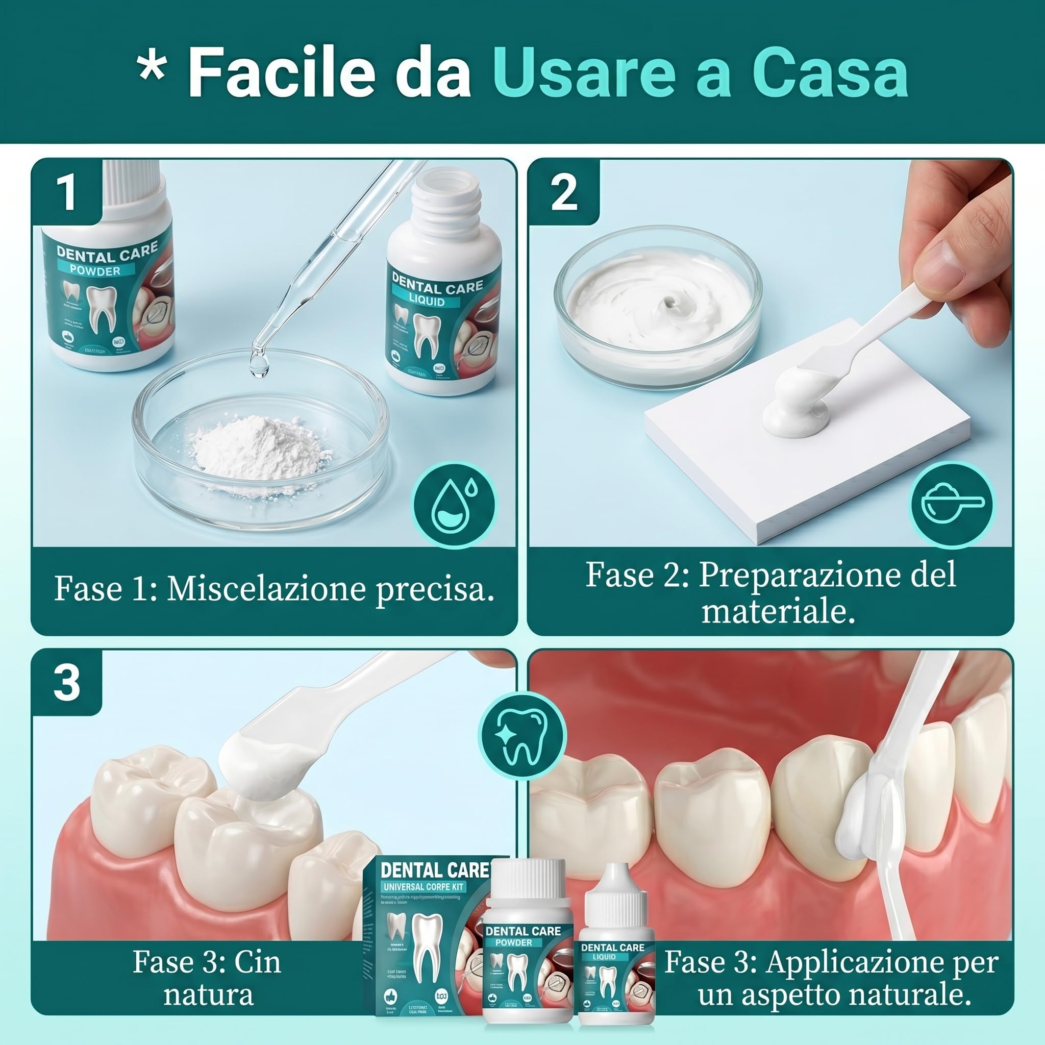 Temporaneo per Riparazione Estetica dei Denti - Materiale Modellabile Fai-da-Te per Uso Domestico - Soluzione Cosmetica Provvisoria per Piccole Imperfezioni Dentali