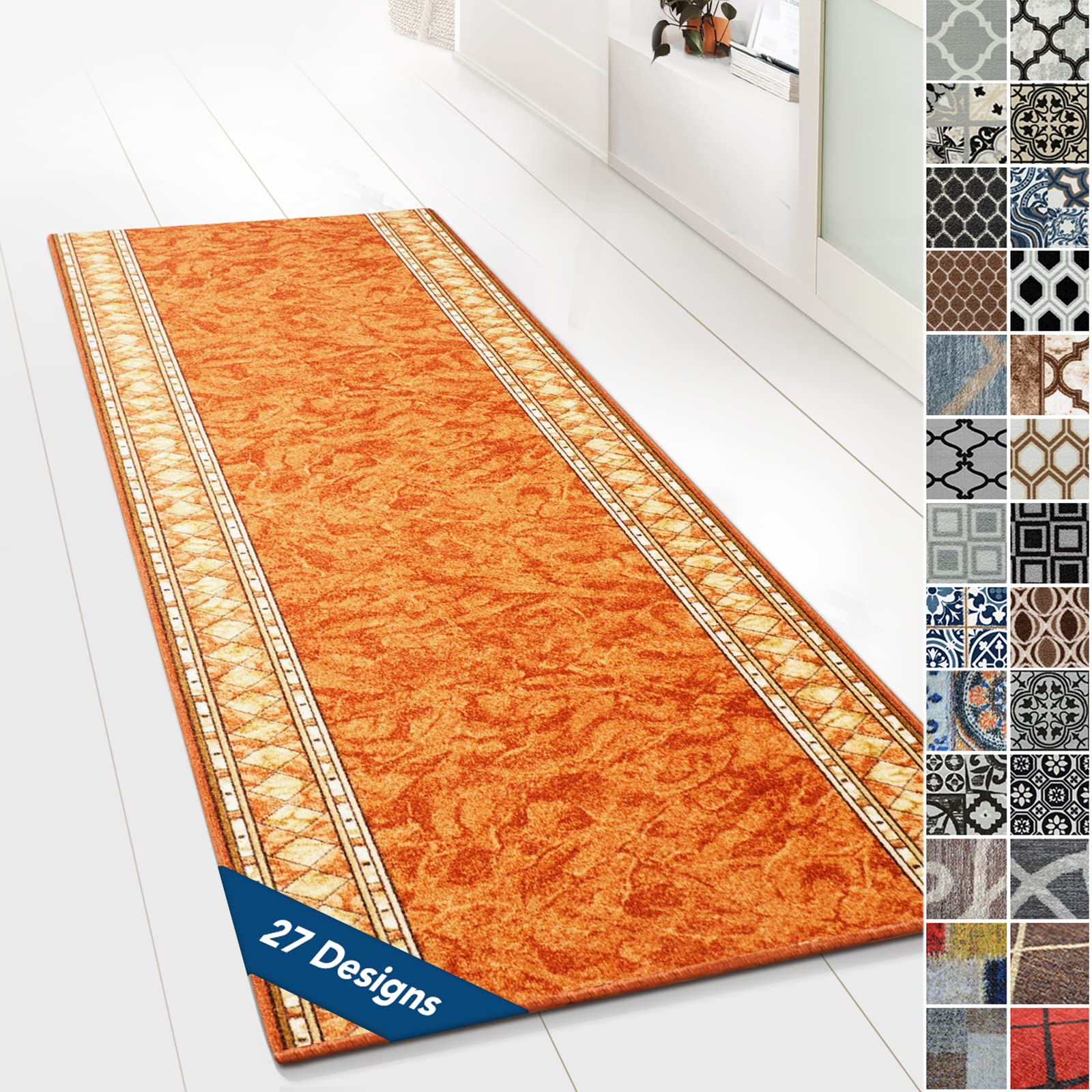 Design Carpet Runner Rug Floor Mat, Non Slip Runner Mat for Kitchen Hallway Living Room Bedroom Vintage Ornament Classic Modern Design (80 x 800 cm, Ruegen Terracotta) — image 1