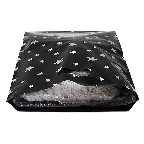 Miniatura 3 de Bolsas de mercancía de 12 x 15 pulgadas paquete de 100 unidades estrellas plateadas bolsas de venta al por menor brillantes bolsas de compras para