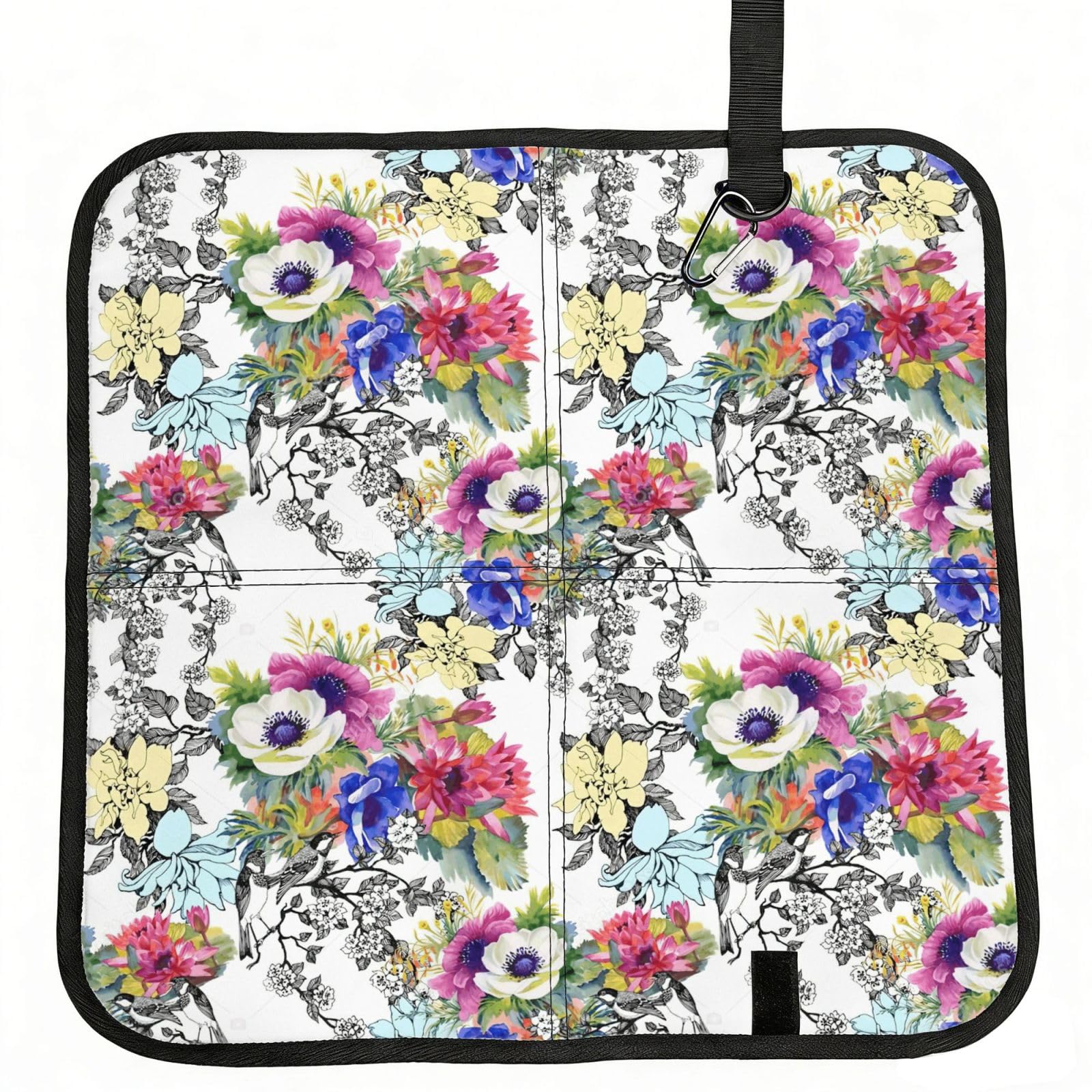 AYYQWE Garden Blossoming Wildflowers Birds Leaves Branches Print Foldable Seat Cushion Portable Chair Pad Office Commuting Picnic Camping Outdoor