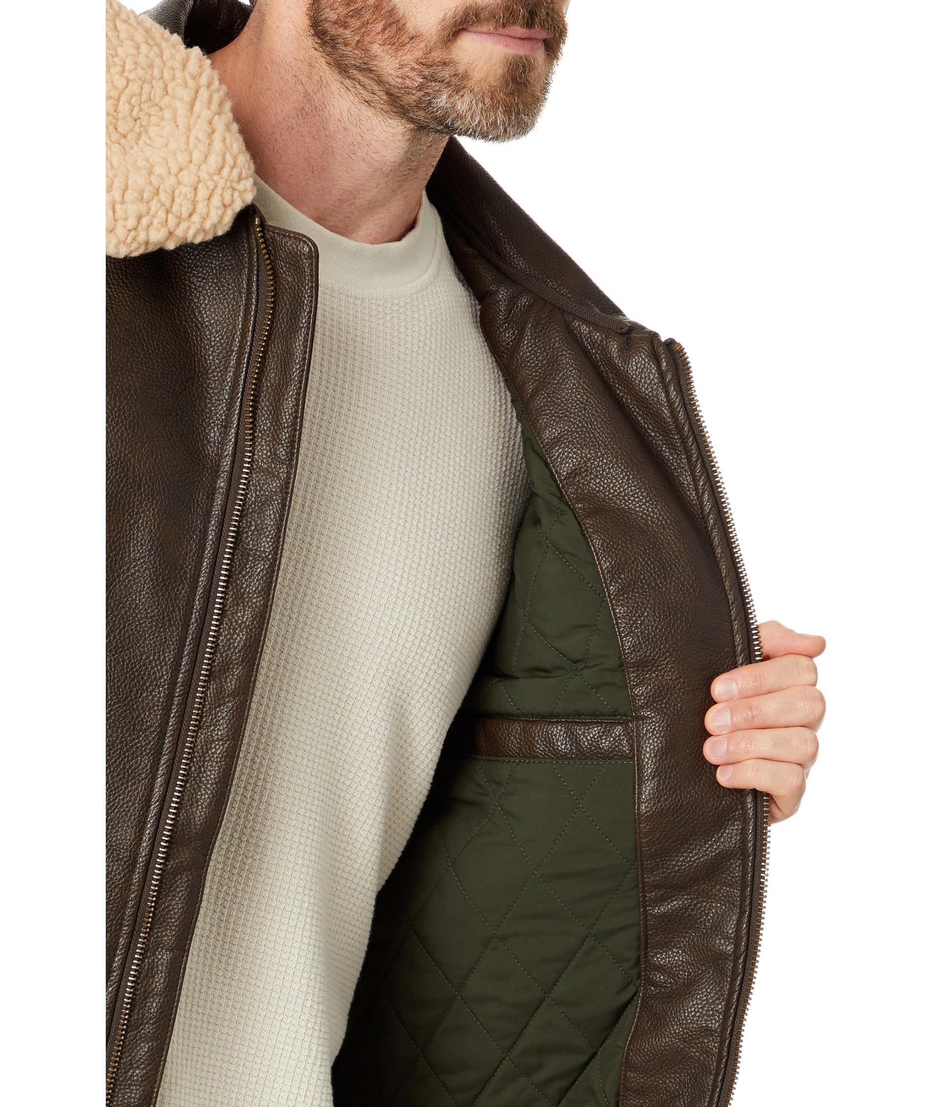 Levi's Kurtka Mężczyźni Levi's Men's Faux Leather Aviator Bomber Jacket With Sherpa Collar