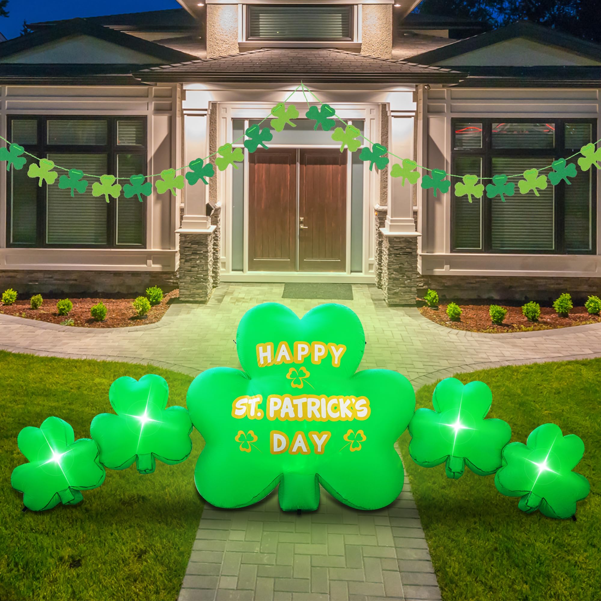 6FT St. Patrick’s Day Inflatable Dinosaur With LED Lights – Outdoor/Indoor Decoration For Yard, Garden, Party