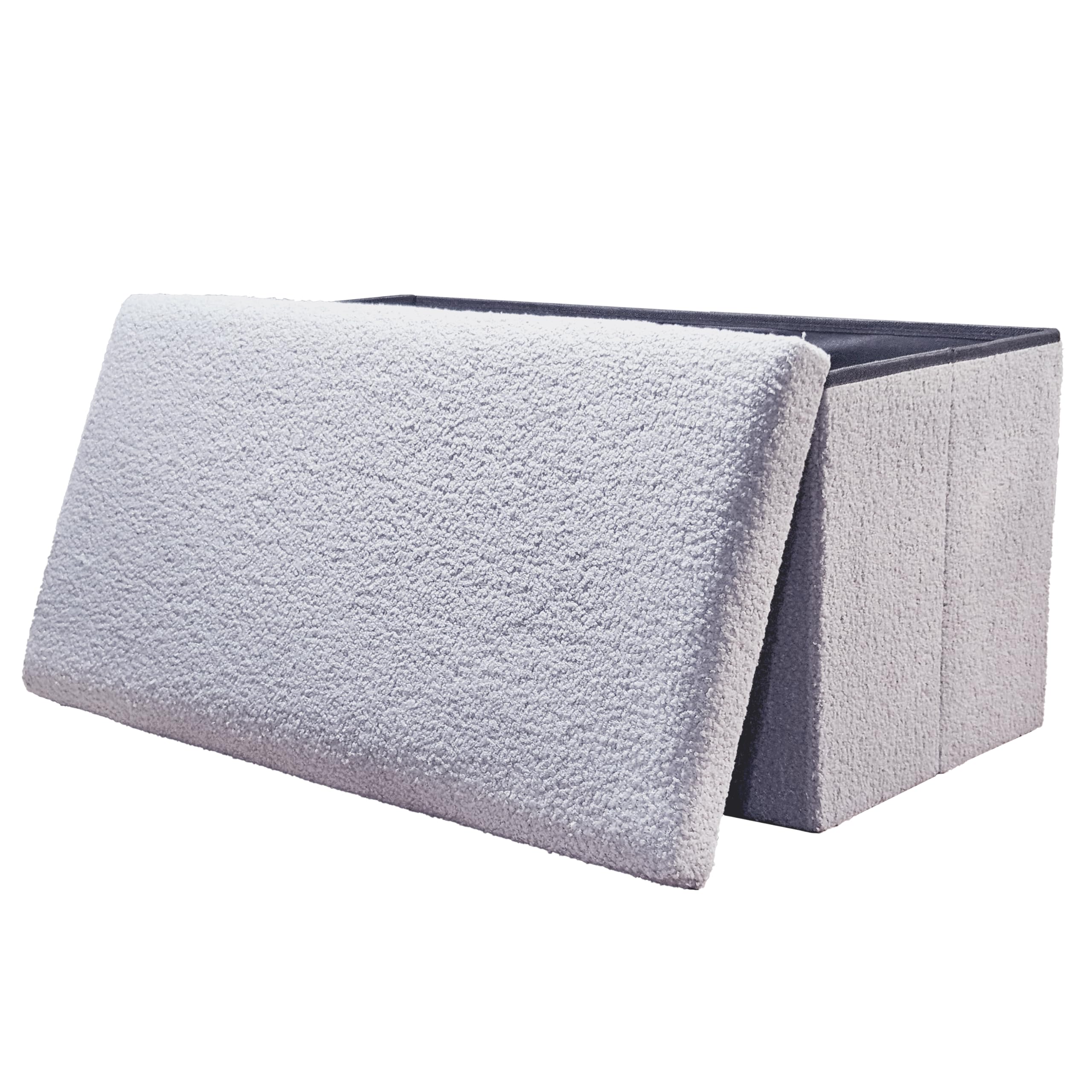 Luxe L 100% Faux Fur Go-Poufs Knock-Down Rectangular Teddy Boucle Storage Ottoman | 30