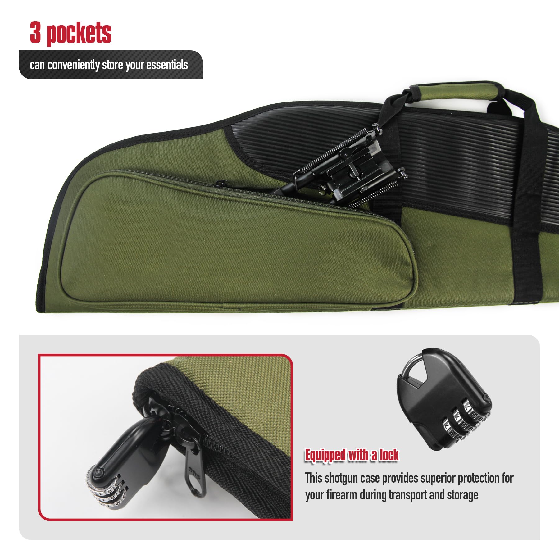 VicBre gepolsterte Gewehrtasche 120/125/130 Zentimeter Abschließbar Futteral Langwaffen für Jagd und Schießen weicher Gewehrkoffer