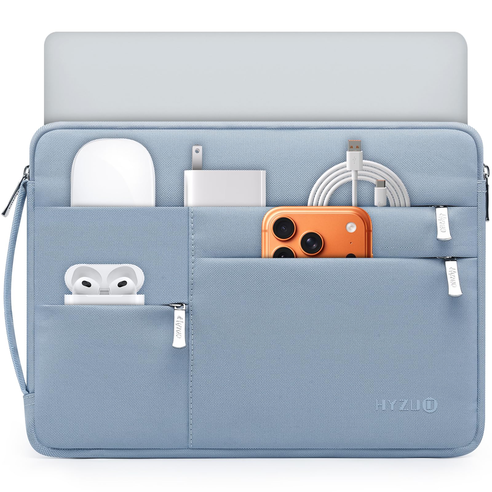 HYZUO 17-17,3 Zoll Laptoptasche Hülle Aktentasche, Blass Blau | für 17" 17,3" HP/Dell/Lenovo/ASUS/Acer/LG/MSI Gaming Laptop/Razer Blade 17/18, Notizbuch Schutzhülle für Männer Frauen