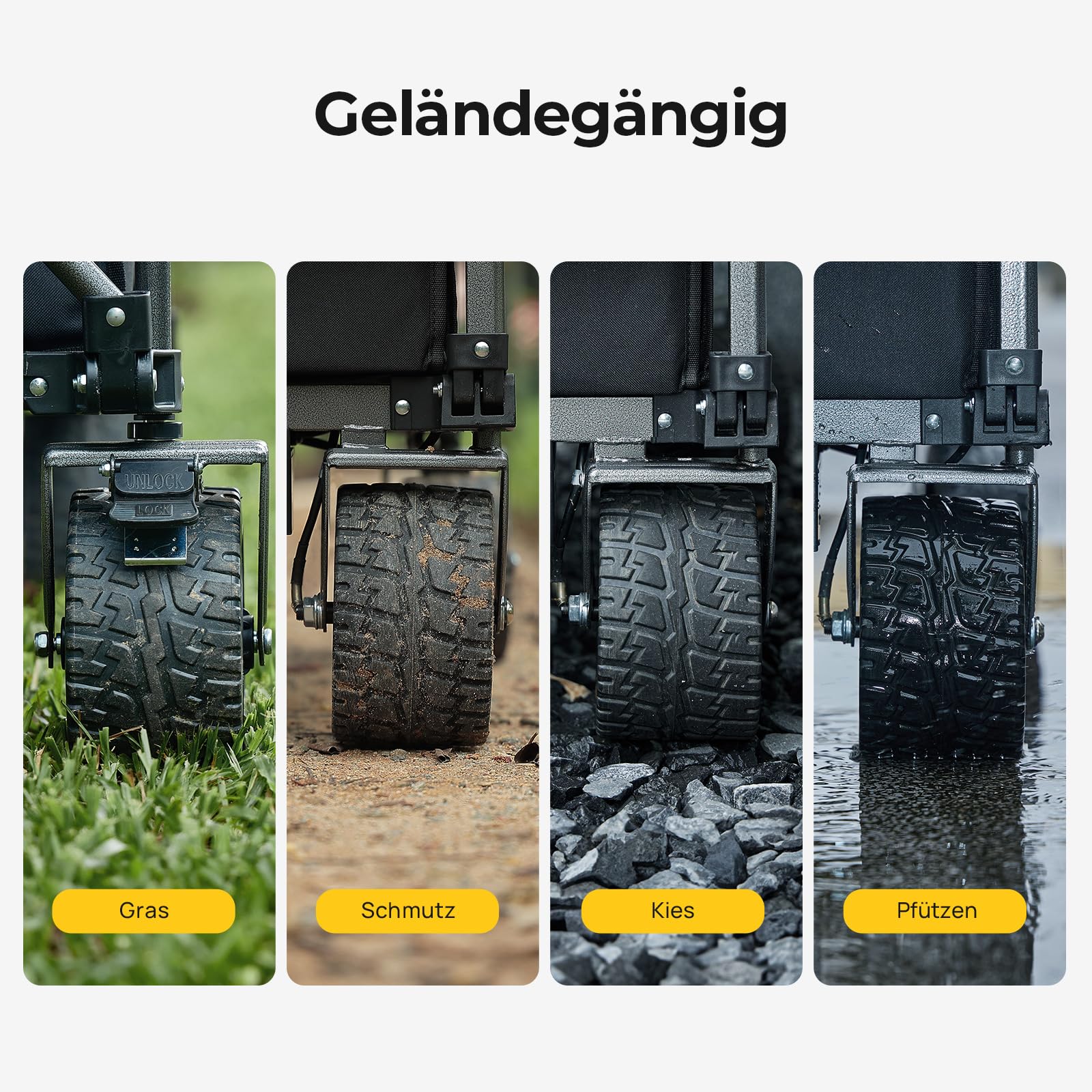 BougeRV Elektrischer Bollerwagen faltbar, 200 kg Belastbarkeit, Campingwagen mit Antrieb, 250W Doppelmotor & 250L Volumen, Offroad Elektro-Handwagen für Outdoor-Abenteuer & Garten (Ohne Ladegerät)