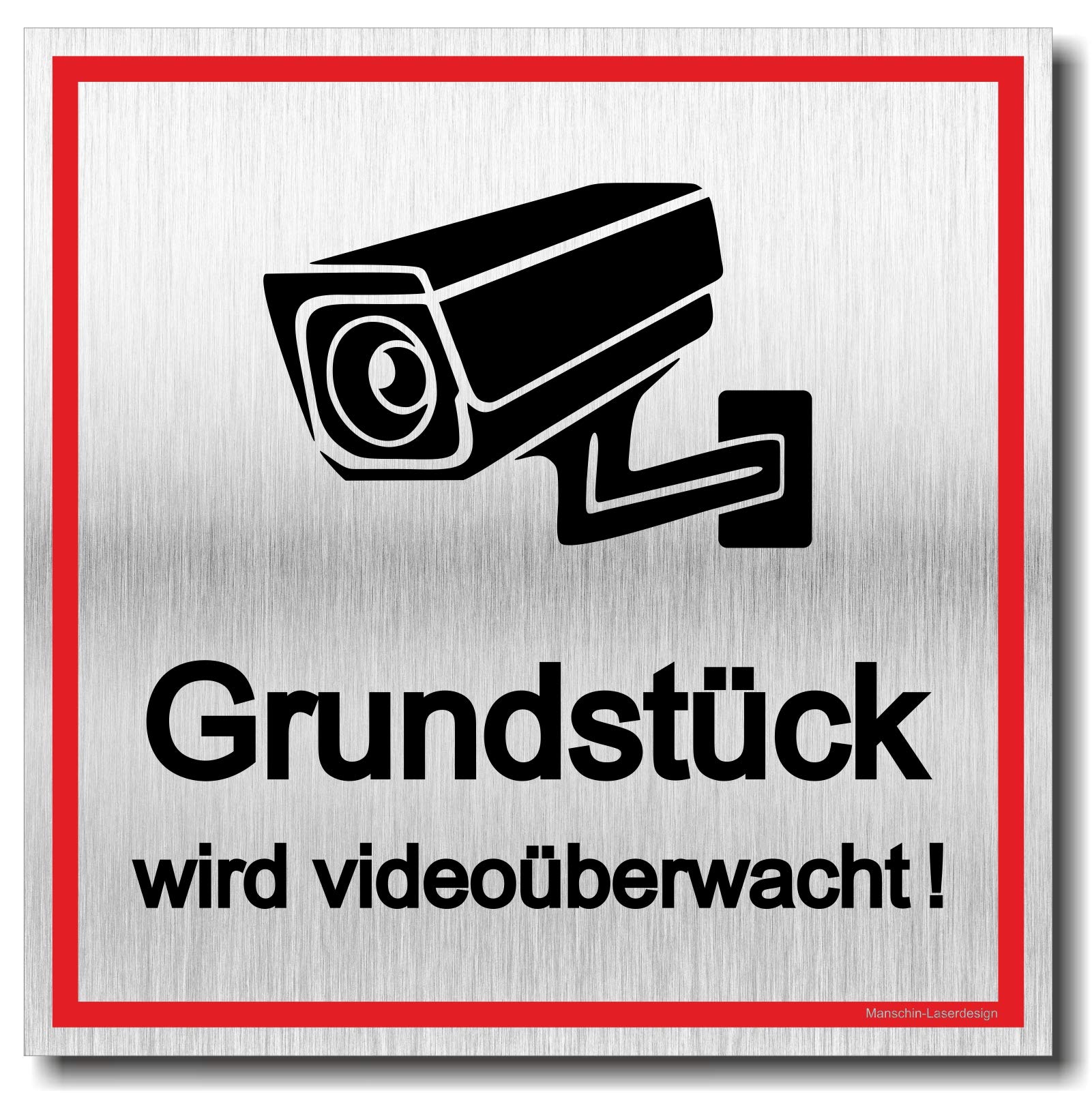 Alu Schild Achtung Videoüberwachung Wetterfest 12x12cm Selbstklebend A2144