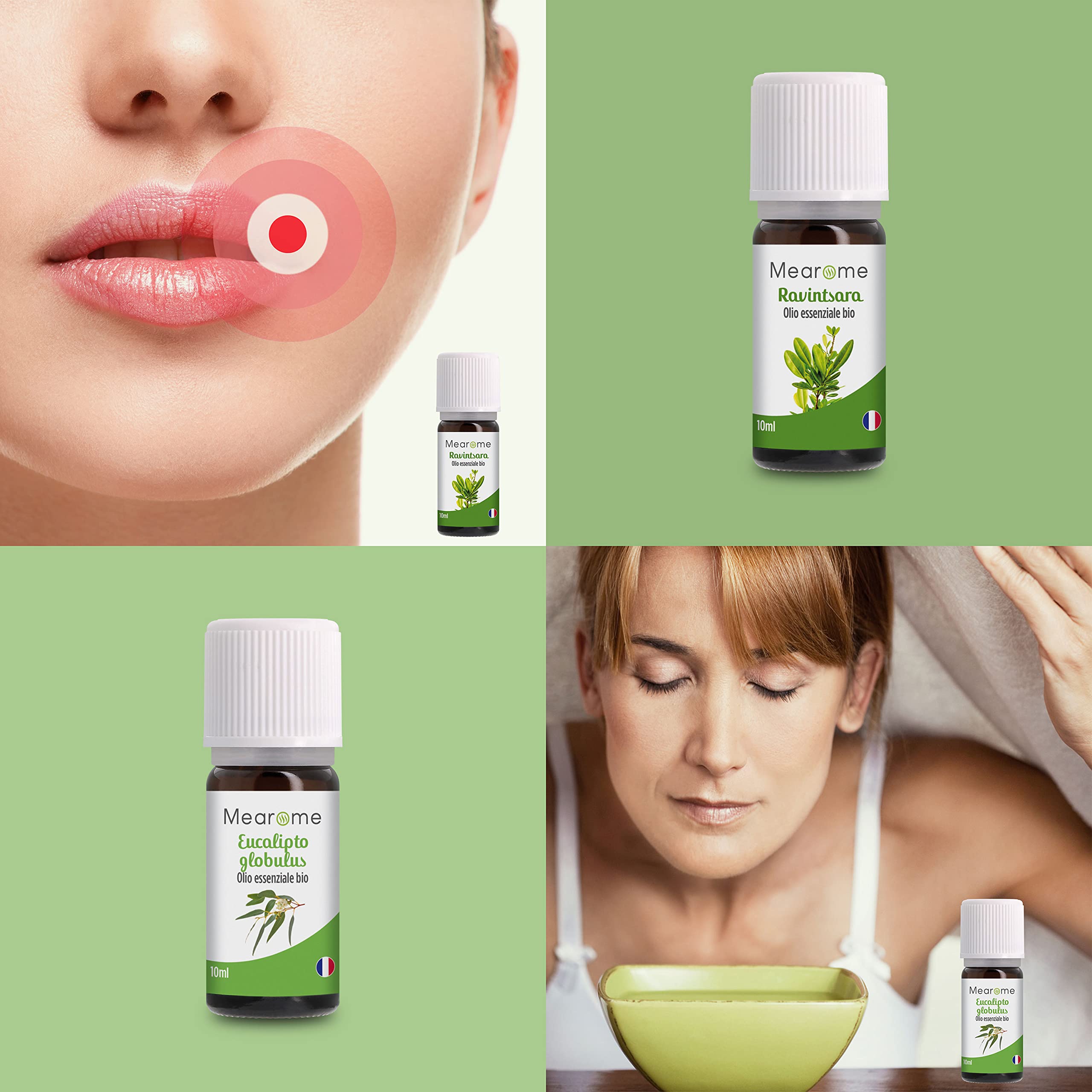 OLI ESSENZIALI BIOLOGICI | Cofanetto 8 x 10 ML | Lavanda, Eucalipto, Menta, Limone, Arancio, Cedro, Ravintsara, Citronella | Aromaterapia | Edibili | Nutrimea | Mearome