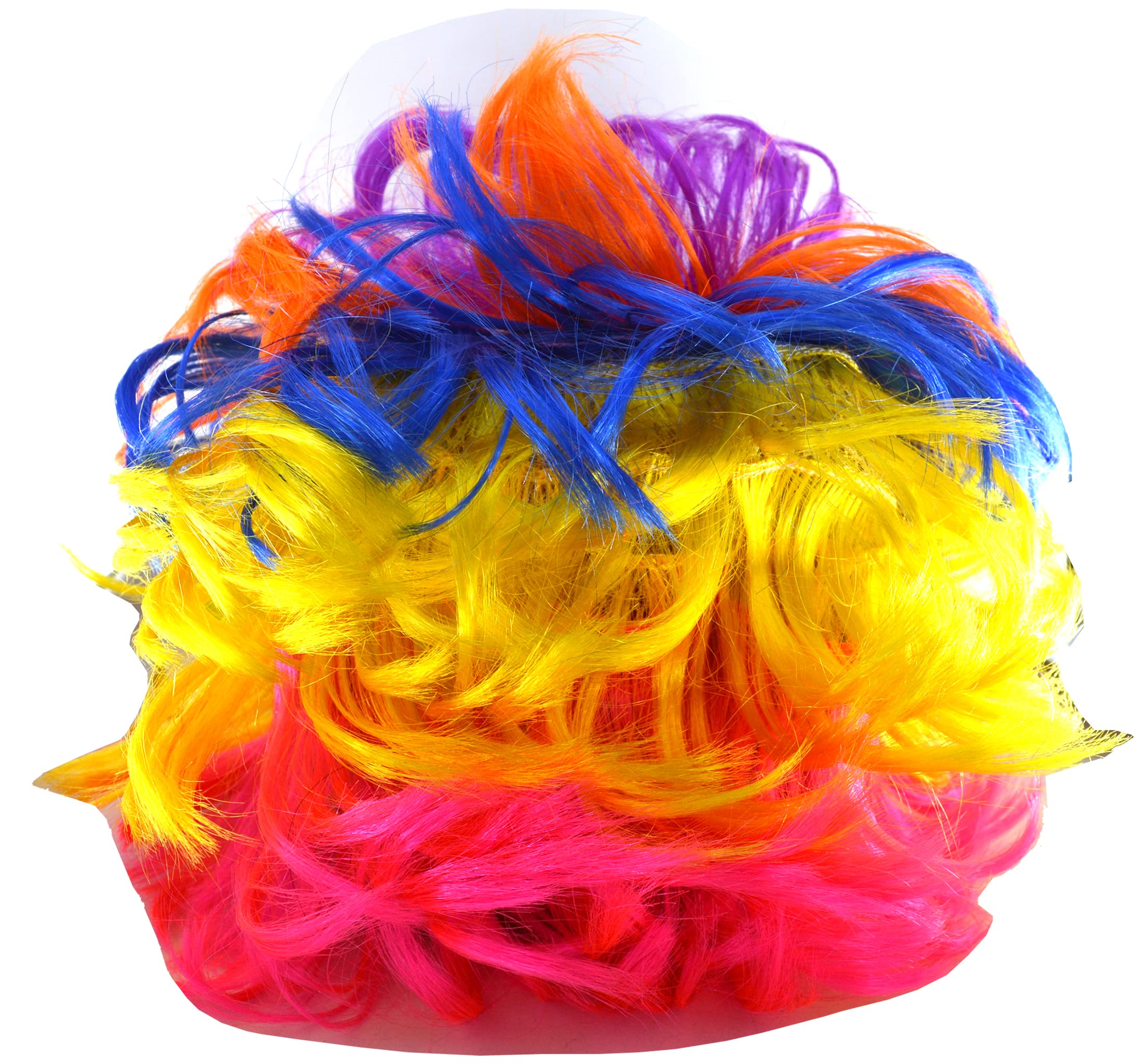 ME & YOU Premium Curly Clown Joker Malinga Unisex Funky Hair Wig | (Multi-Color Rainbow)| Multi Color Funny Parties Malinga Curly Colored Artificial Hair Wig for Holi Party