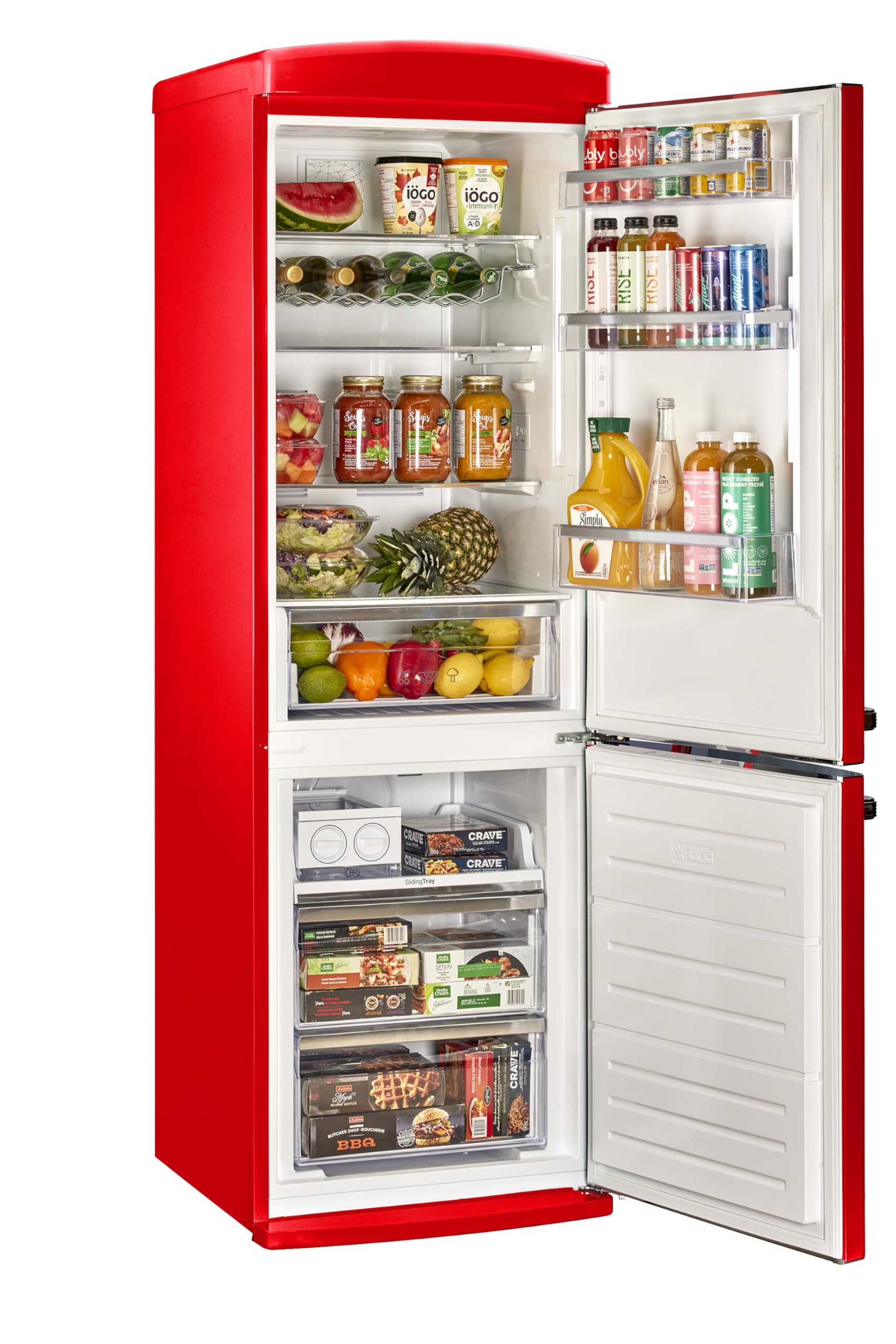 Unique Appliances Classic Retro 12 Cu.Ft. Bottom Freezer Refrigerator In Candy Apple Red on Fridge.com - View 3