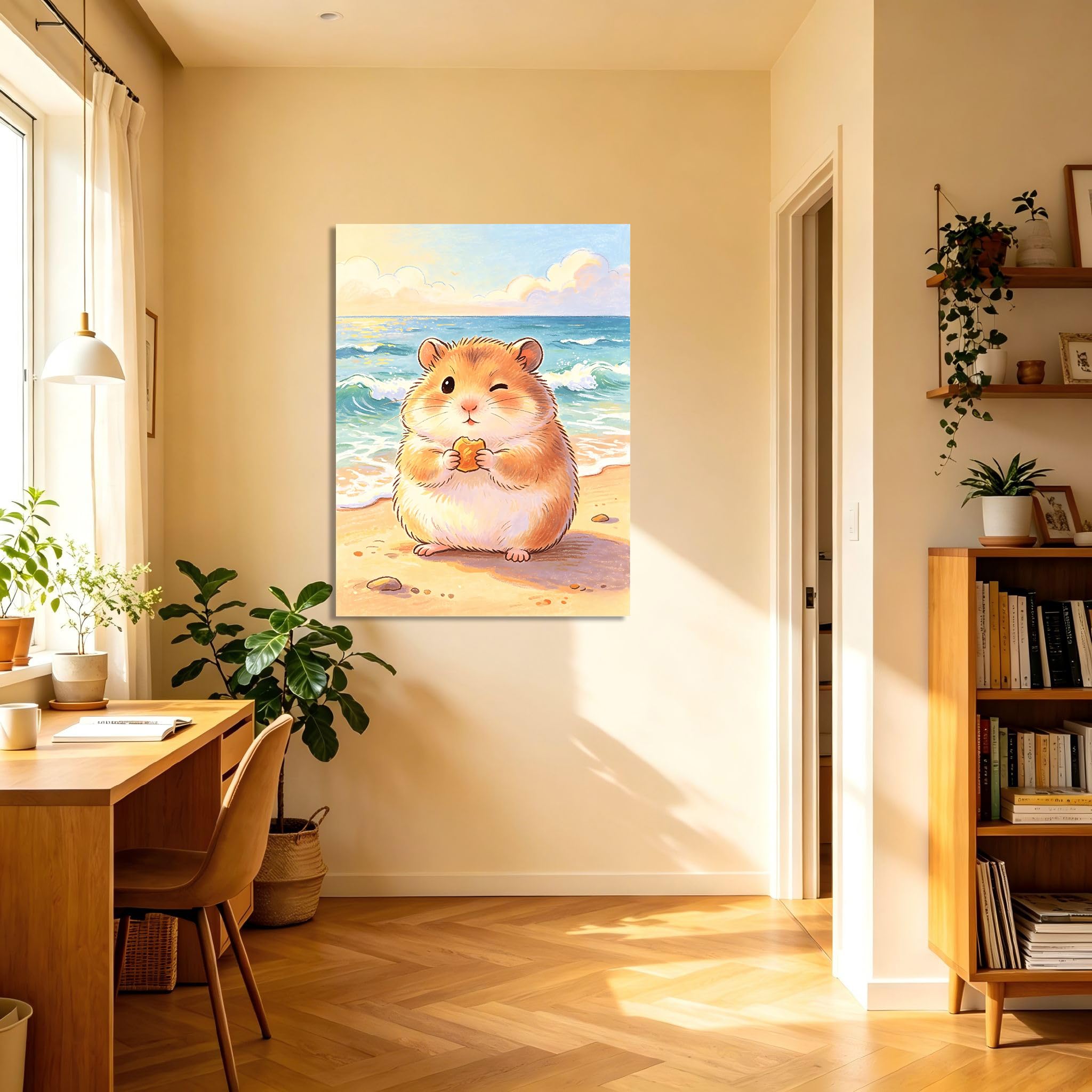 TNGHHSGA Cuentos de Aventuras de Zizi 4Cuadro Infantil de Hámster Adorable, Lienzo Decorativo para Habitación de Bebé, Niños y Sala de Juegos70x91cm Lienzo envuelto
