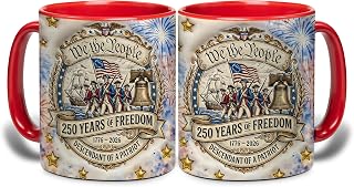 250th American Independence Anniversary Coffee Mug 1776–2026, Patriotic 4th of July Gifts for Men Women, Dad Mom Grandma Grandpa, 11oz 15oz Ceramic Mug