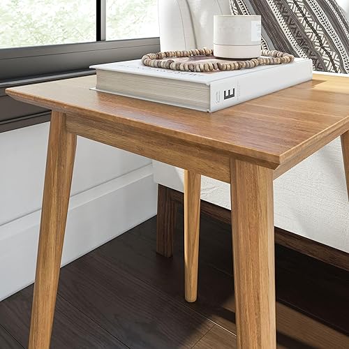 Miniatura 94 de Plank+Beam Mesa auxiliar de madera con almacenamiento, mesas auxiliares modernas de mediados de siglo para sala de estar, mesita de noche pequeña de