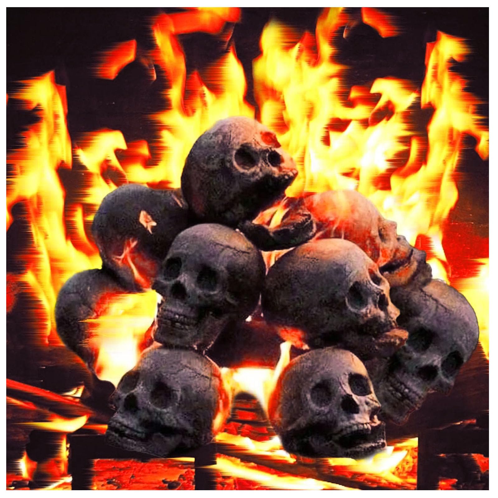 Halloween Fire Pits Skulls, Reusable Skeleton Flame Fireproof Ceramic for Bonfire, Campfire, Fireplace, Barbecue Simulation Skull Props, Skeleton Head Home Decor (skull-3PC)