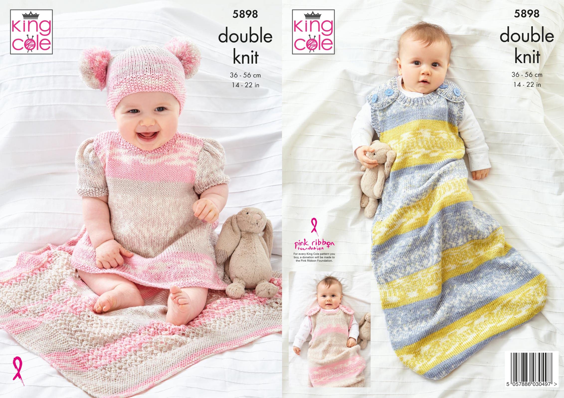 King Cole Baby DK Knitting Pattern - 5898 Baby Dress, Hat,  Sleep Bag & Blanket
