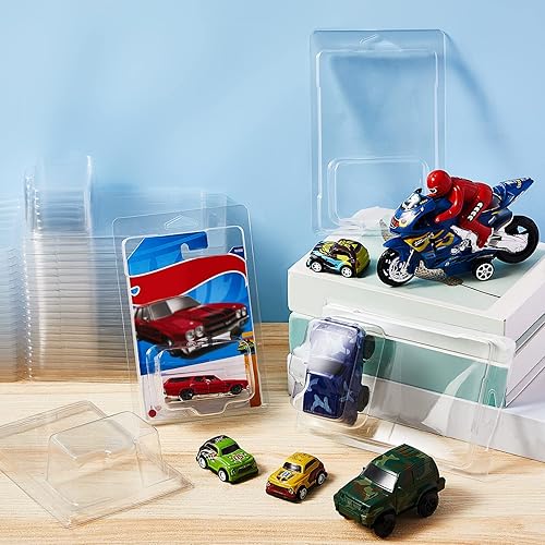 Miniatura 7 de Wesiti Paquete de 48 protectores de plástico de 7.5 x 5 x 2 pulgadas, modelo de carcasas de carro, vitrina protectora transparente, funda protectora