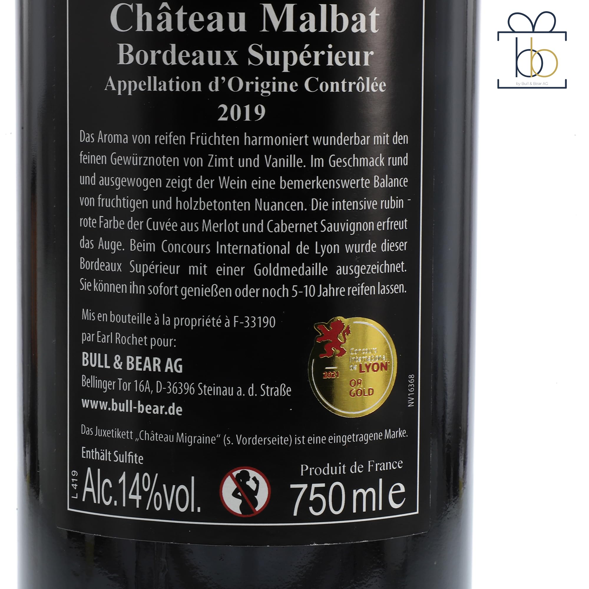 Bull & Bear Wein-Geschenk"Happy Birthday 80", Geschenk zum 80. Geburtstag, Rotwein 14%, Merlot