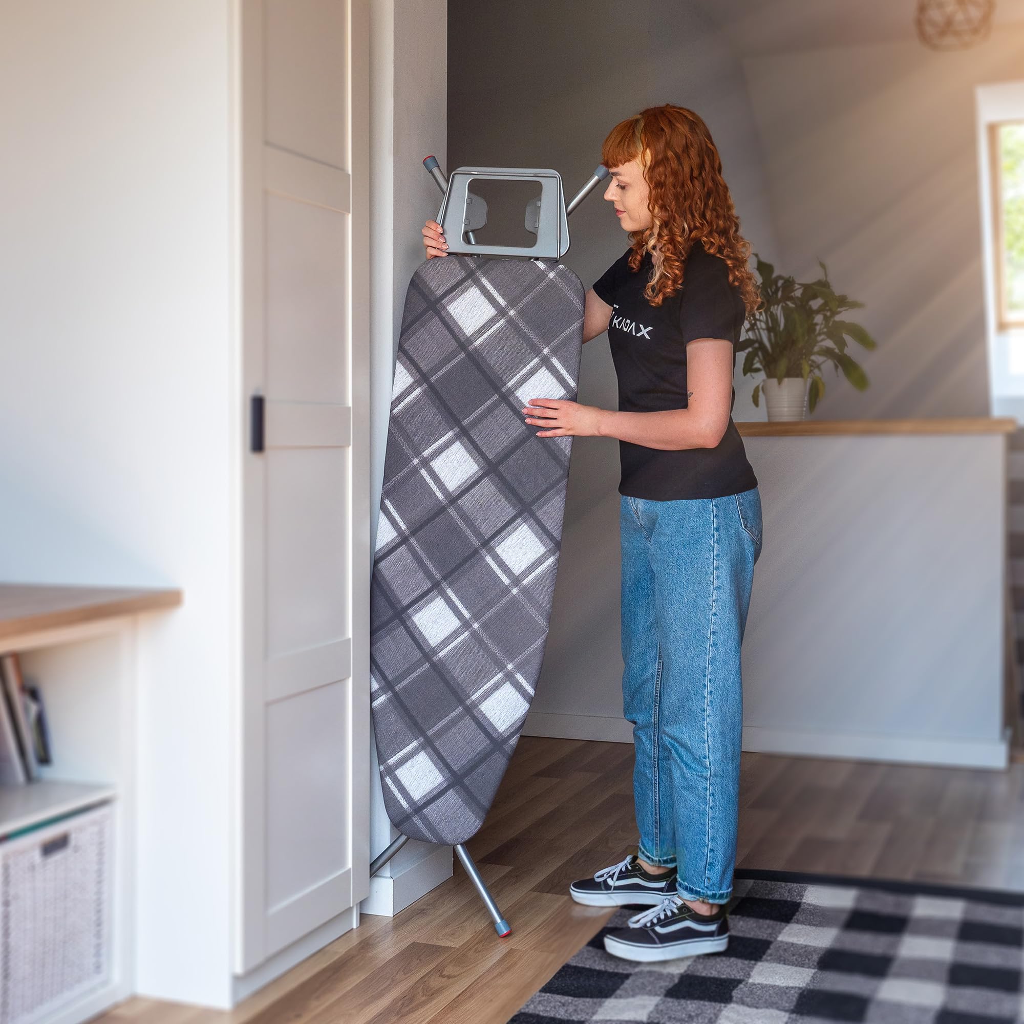 Asse Da Stiro Pieghevole KADAX - 120x38 Cm, Grigio, Con Regolazione Altezza E Supporto Ferro - Foto 3