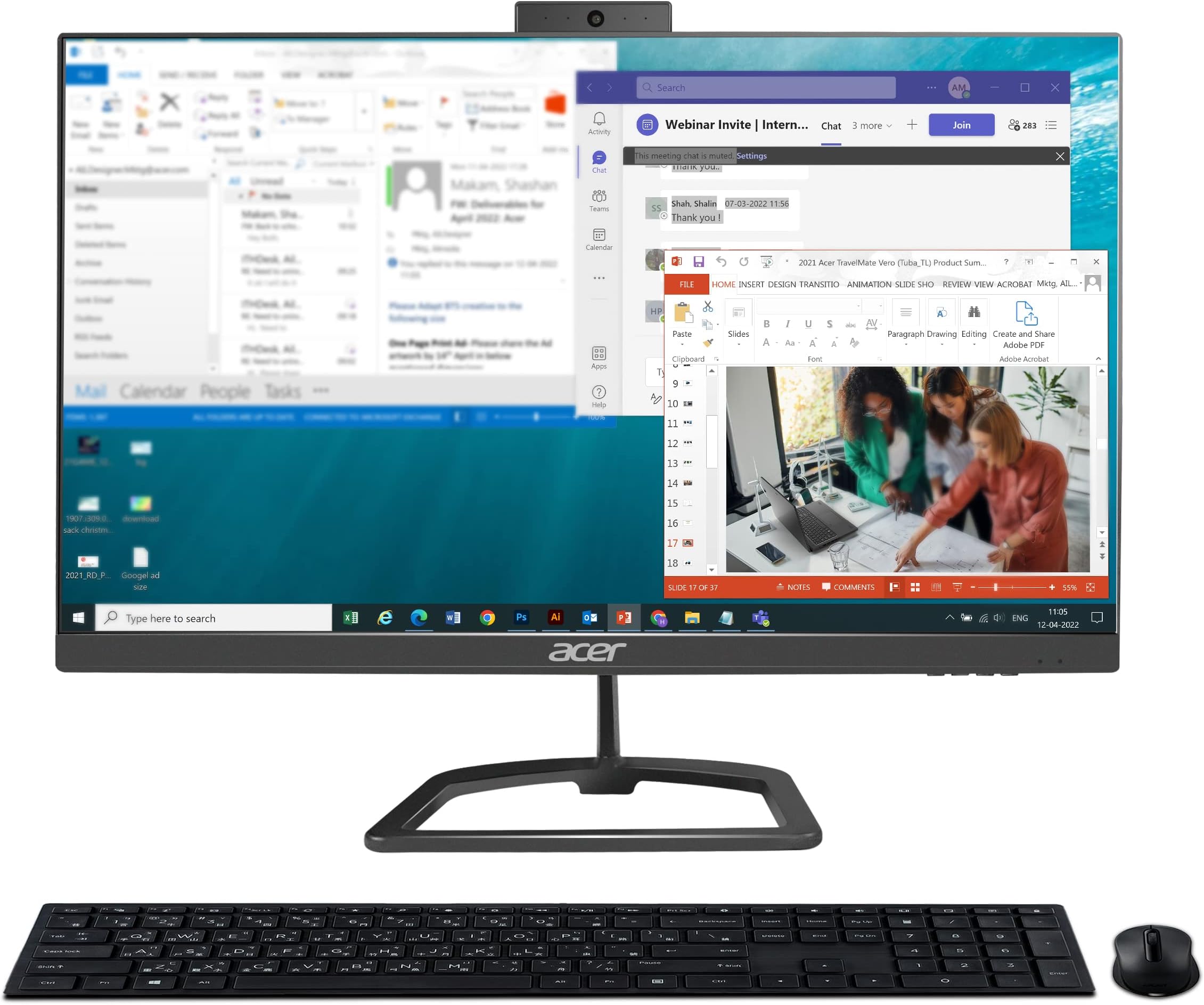 Acer Aspire C24 23.8 inch Full HD IPS All in One Desktop I Intel Core i5-1035G1 I 8GB DDR4 I 512GB SSD I Windows 11 Home I MS Office Home & Student 2021 I Full HD Camera I Wireless Keyboard & Mouse