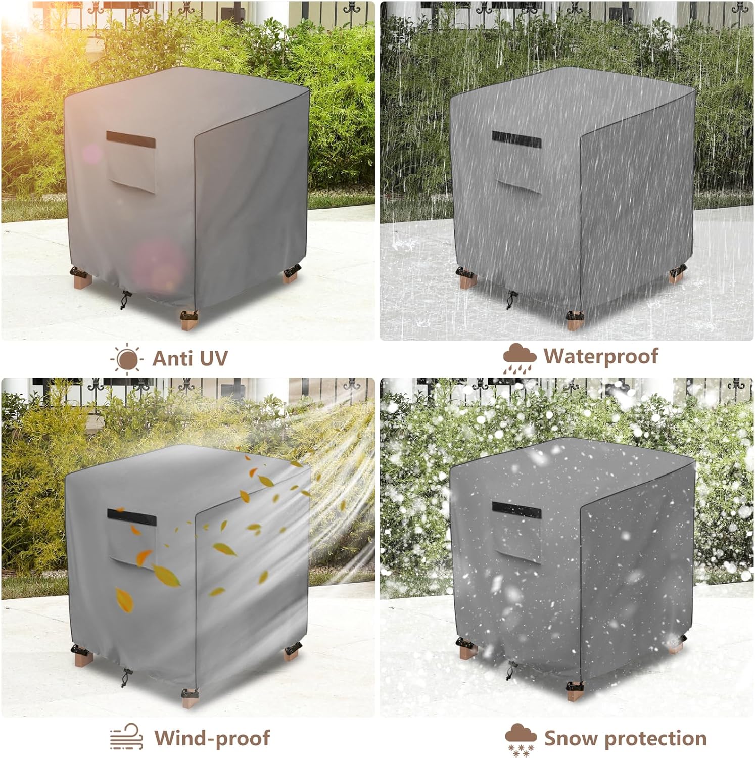 okcool Patio Wicker Side Table Cover,Waterproof Square Patio Small Side Table Cover,Suitable for 3-Piece Outdoor Wicker Patio Bistro Set Side Table,22W x 22D x 18H inch