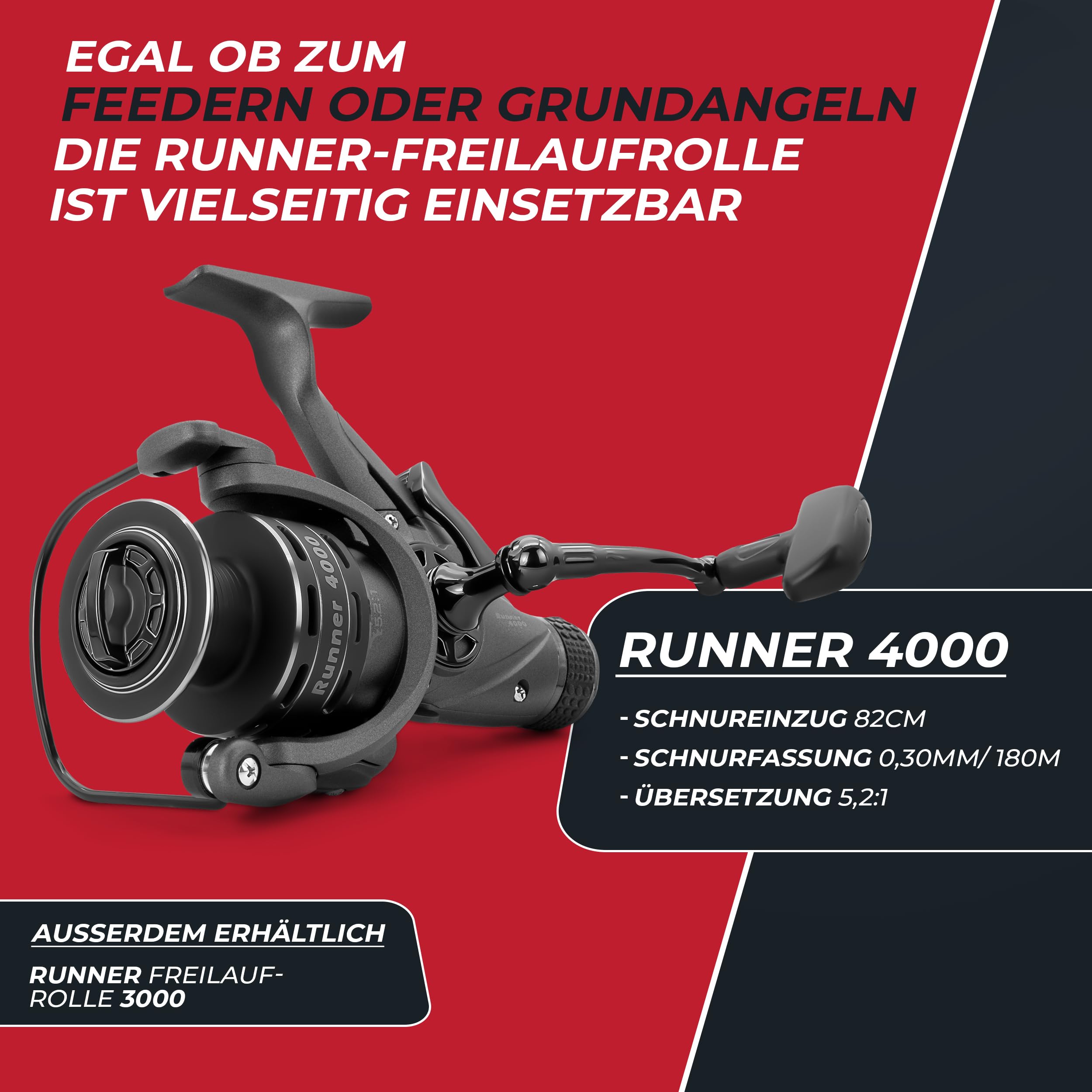 Paradox Fishing Runner Freilaufrolle 3000/4000 - Angelrolle Feederrolle Angelrollen Angel Rolle