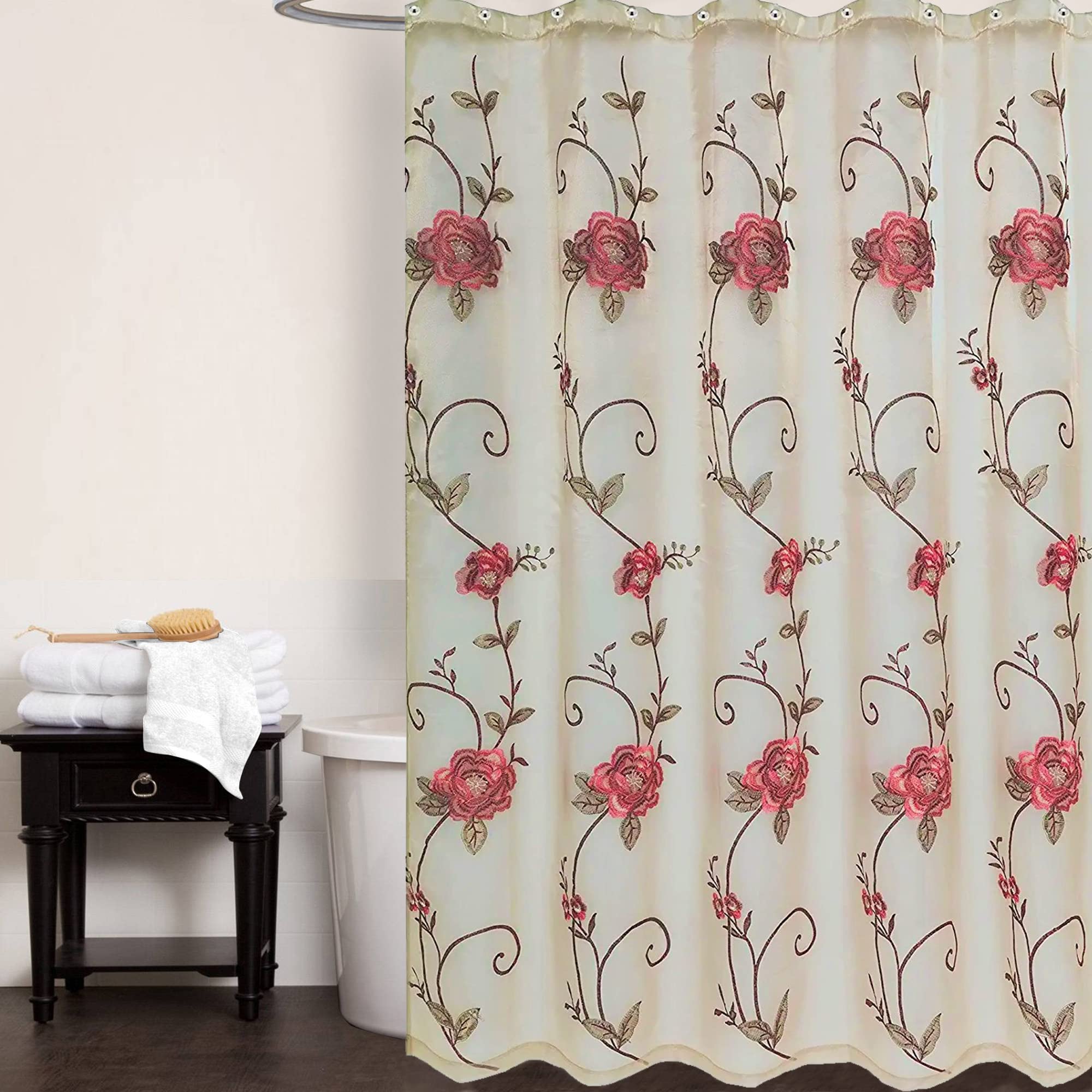 Ganci Per Tenda Doccia LARRISA In Resina – Colore Rosso E Bianco, Set Accessori Bagno