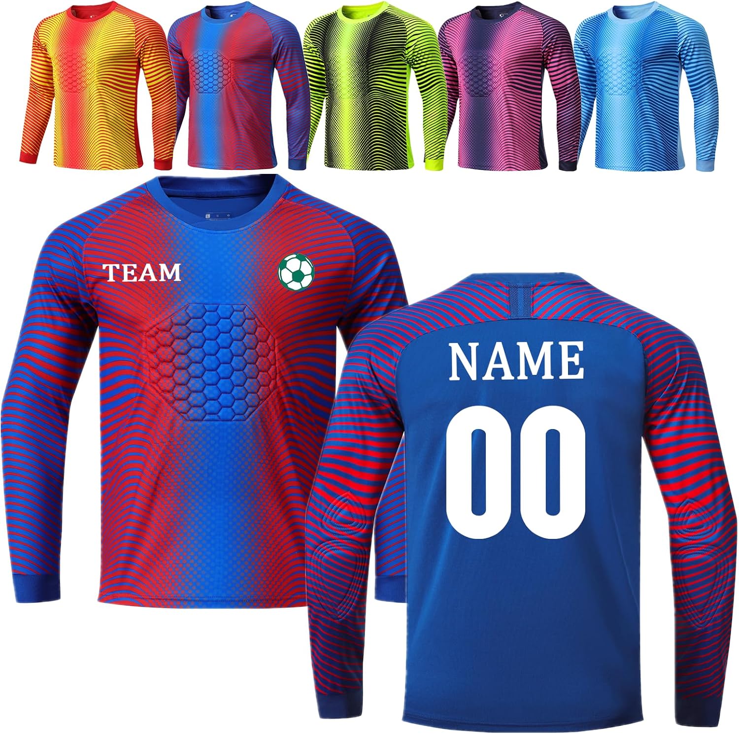 Custom Goalie Jersey for Kids Youth Adults Personalized Goalkeeper Uniform Padded Goalie Jersey for Men Women with Name Logo