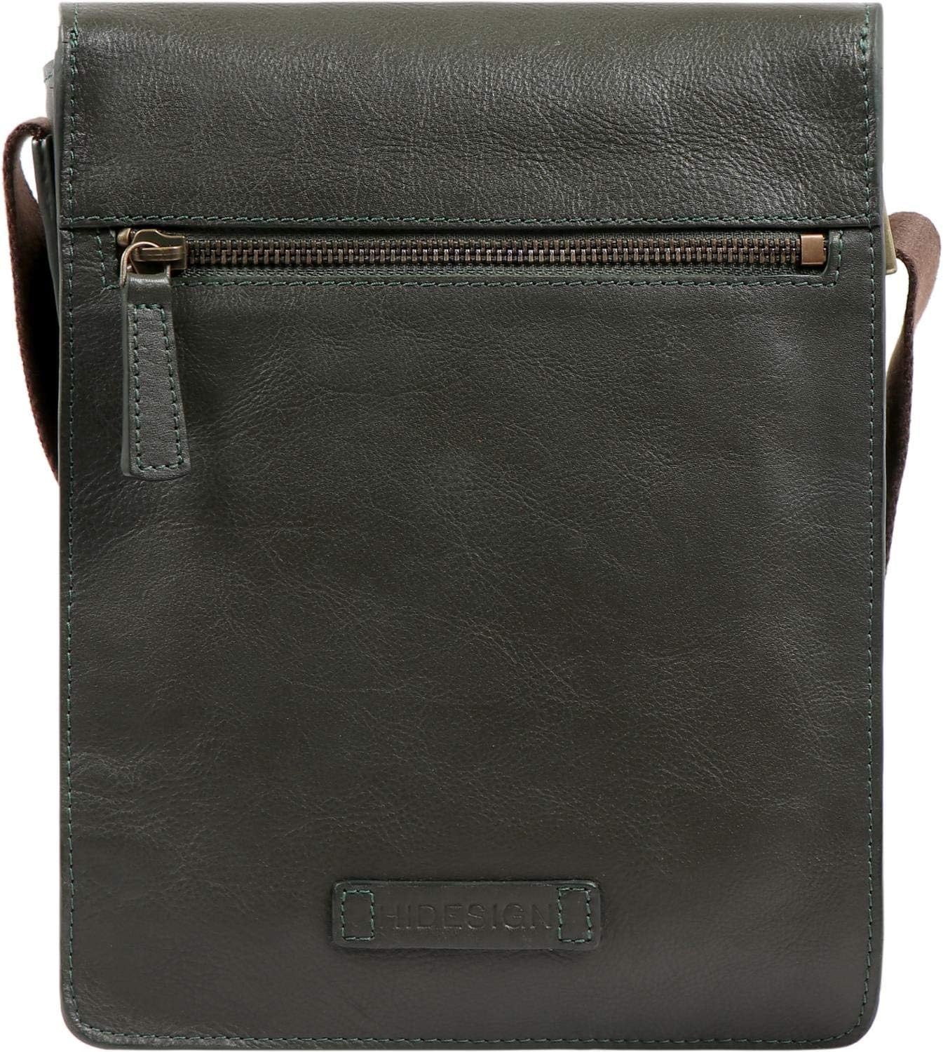 Hidesign Aiden Genuine Leather Mini Crossbody Men/Women Messenger Bag/Travel Bag / 10.5" iPad Bag (Olive Green)