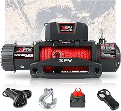 Guincho 4,535.9 kg Caminhão Guincho Elétrico Impermeável IP67 Kit de Corda Sintética Guincho Elétrico com 2 Remotos Portáteis Sem Fio e Alça com Fio para 4WD 4x4 Veículo Off-Road Caminhão