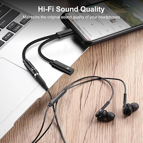 Miniatura 3 de Adaptador de auriculares Samsung Galaxy S23, USB C 2 en 1 a conector de audio auxiliar de 0.138 in con cable de carga rápida de 60 W para Galaxy S24