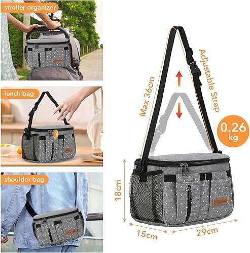 Miniatura 3 de Miracle Baby Bolsa organizadora de cochecito para mamá, bolsa universal para almacenamiento de cochecitos, compatible con la mayoría de cochecitos,