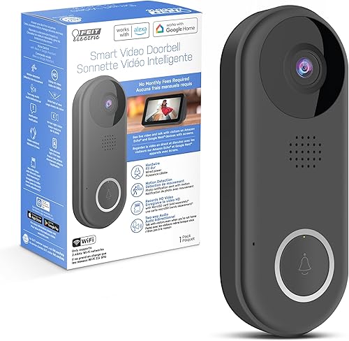 Cámara de timbre Feit Electric, WiFi de 2,4 GHz, sin hub, audio bidireccional, detección de movimiento, visión nocturna, HD 1080p, almacenamiento en
