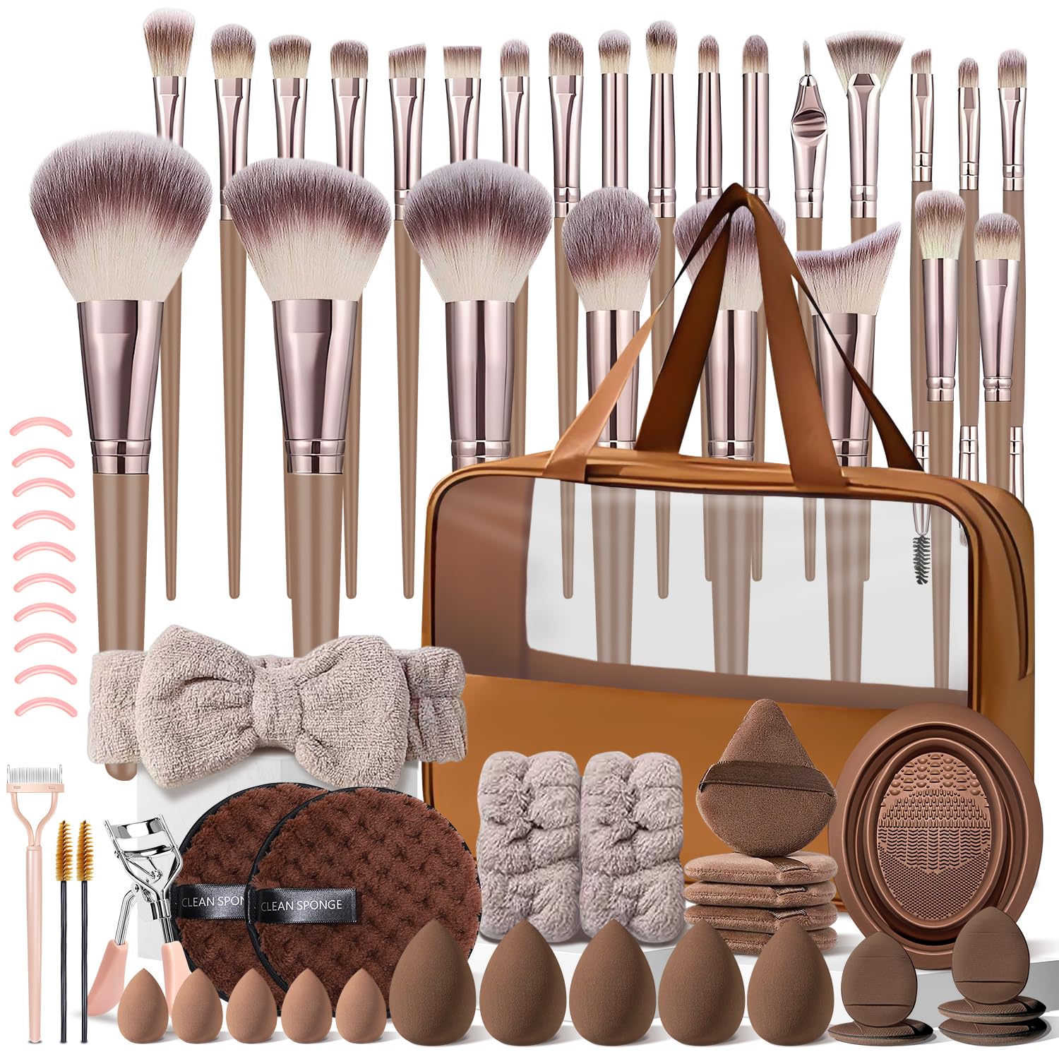 Amazon.com: KUORYZAL Brown Makeup Brushes Set Professional 66Pcs