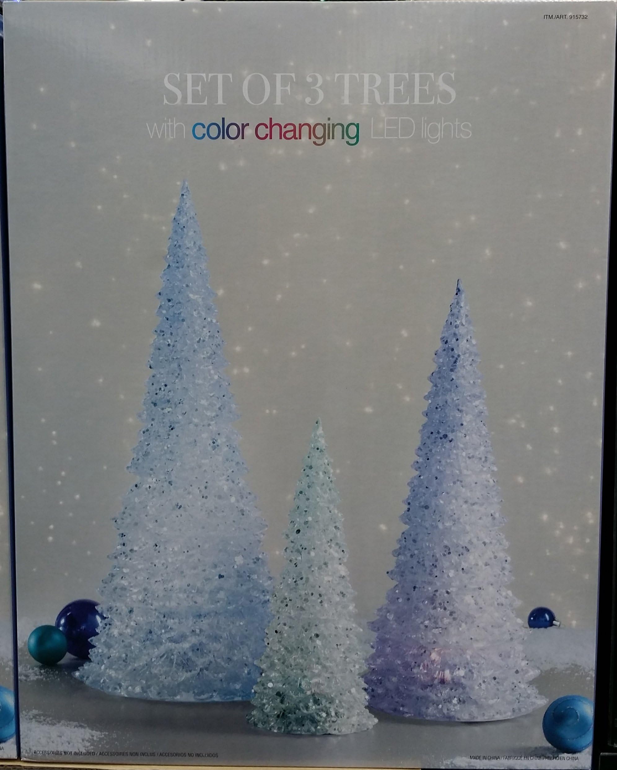 LED Color Changing Glitter Trees set of 3 915732