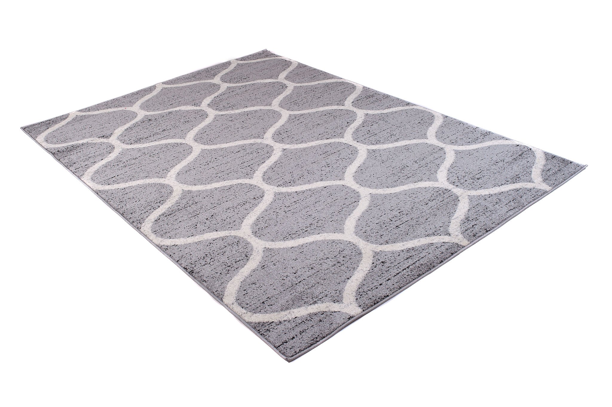 Tapiso Jawa dywan z krótkim włosiem, nowoczesny dywan w kolorze szaro-białym, z designerskim geometrycznym wzorem marokańskim, idealny do salonu, pokoju gościnnego, Ökotex 120 x 170 cm