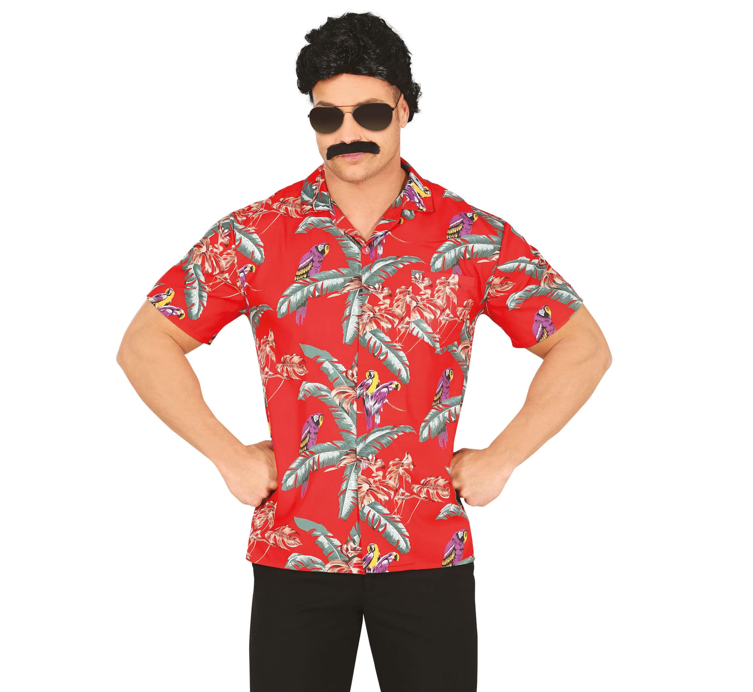 Fiestas GUIRCA – HAWAIENNE Jungle Bird Red Magnum Man Shirt